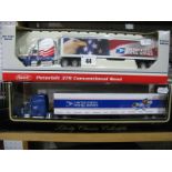 Two Liberty Classics Diecast Model Peterbilt Tractor Trailers, both with United States Postal