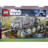 A Lego #8098 Star Wars Clone Turbo Tank Set, including six figures, instruction booklet,