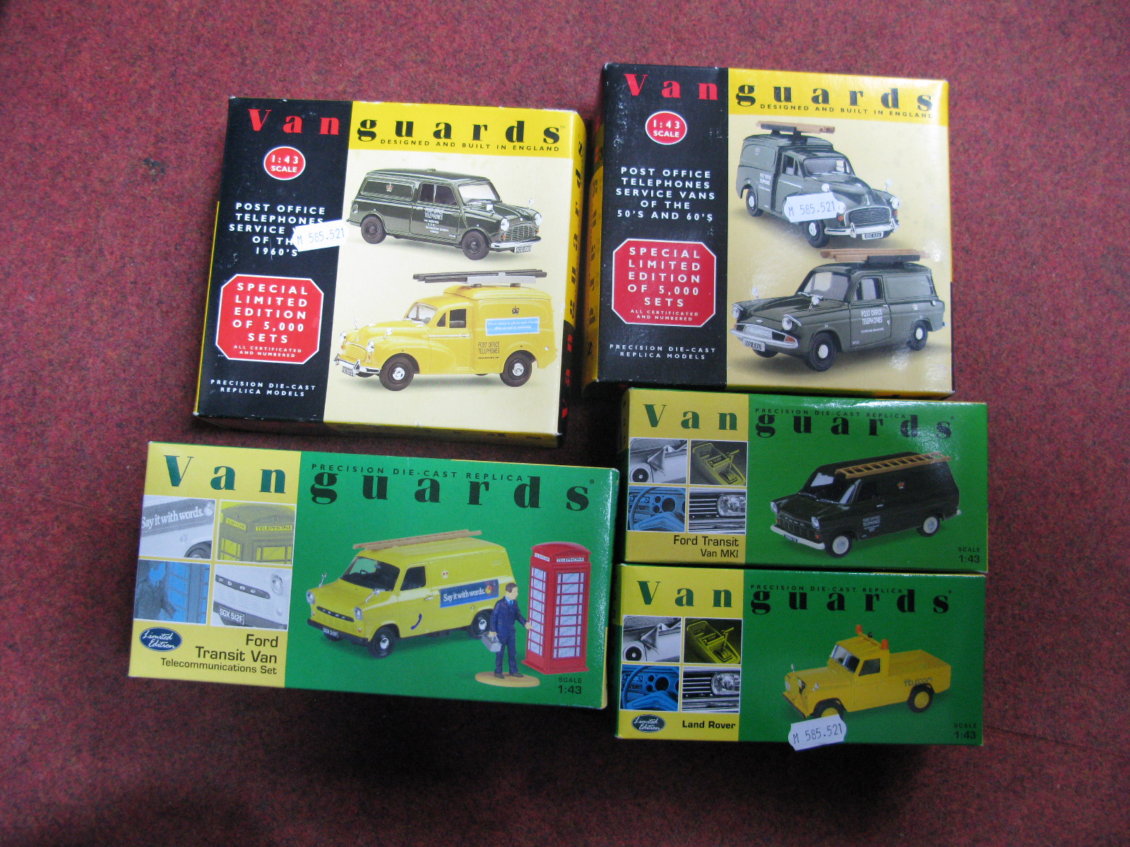 Seven Vanguards 1:43rd Scale Diecast Model Vehicles, all British Telecommunications/Post Office