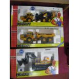 Three Joal 1:50th Scale Diecast Model Plant Machinery Vehicles, #167 Volvo A-35, #172 Akerman