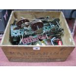 A Quantity of Mainly Pre-War Red and Green Meccano, and associated items, all playworn.