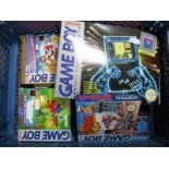 A Ninetendo Gameboy Hand Held Gaming Console, (circa 1989), S/N G17365318, Tetris game cartridge,