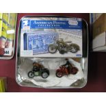 Two White Metal Model Motorcyclists, #I 'Post Office Telephones' with Sidecar, H2 'GPO'; together