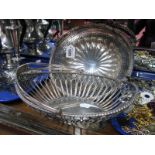 An Electroplated Circular Footed Fruit Basket, pierced border with lobed rim, bead and foliate