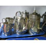 An Early XX Century Walker & Hall Four Piece Electroplated Tea Set, of tapering oval form,