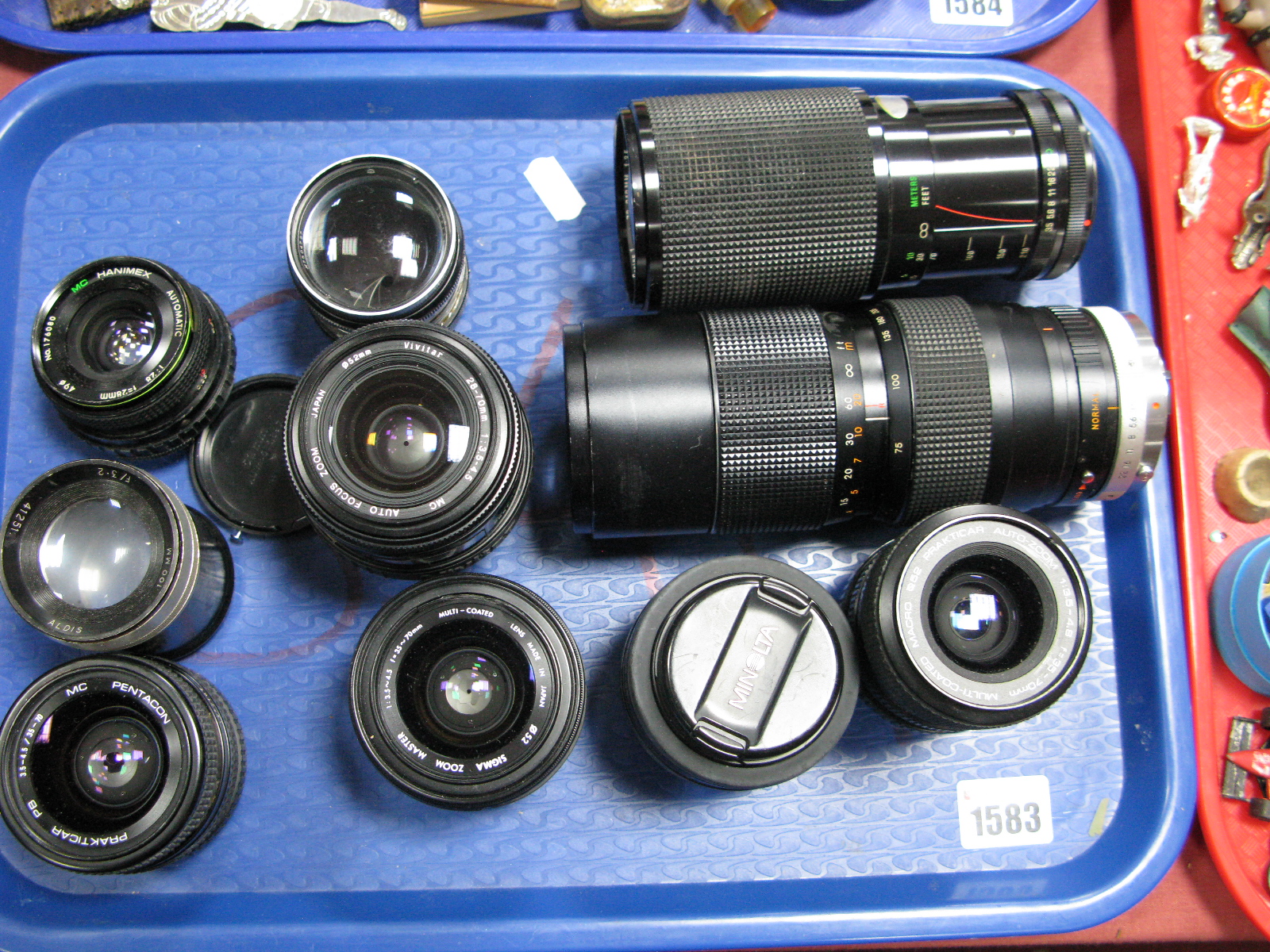 Ten Camera Lenses: Panagor 75-205mm Macro zoom; Vivitar 80-200mm zoom; Vivitar 28-70mm auto focus