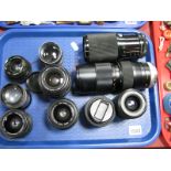 Ten Camera Lenses: Panagor 75-205mm Macro zoom; Vivitar 80-200mm zoom; Vivitar 28-70mm auto focus