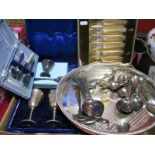 Plated Cutlery, cased set of goblets, cased fish knives and forks, circular tray etc.