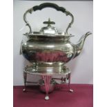 LOT WITHDRAWN A Walker & Hall Plated Tea Kettle on Burner Stand, of rounded rectangular form, with