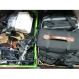 A Collection of Camcorders, (mostly cased), SLR, instamatic and other cameras:- Two Boxes