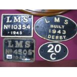 LMS No. 4505, 1933 Vintage Railway Plaque in metal, three others in resin - 'LMS Derby Built