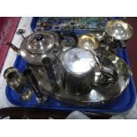 Danish Candelabra, spill vases, other plated ware:- One Tray