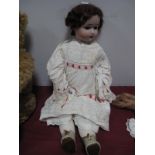 WITHDRAWN A Porcelain Headed Doll, head stamped 121 - Germany 4½, sleepy eyes, open mouth with