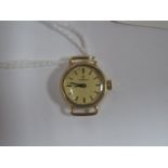 Omega; A 9ct Gold Cased Ladies Wristwatch Head, (no strap) the signed dial with line markers, the