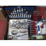 Assorted Plated Cutlery, including cased canteen, dessert servers, teaspoons, cased sets, etc:-