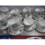 Crown Devon 'Bacchus', 'Pluto and Procerpina', 'Circe' and other breakfast cups and saucers, etc:-