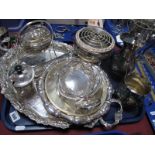 Assorted Plated Ware, including Mappin & Webb table gong, twin handled tray (damages), posy,