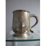 A Hallmarked Silver Mug, Adie Bros, Birmingham 1951, of plain bluster form, monogrammed and dated "