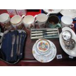 Homes & Edwards Butter Knives, other cutlery, bone cheroot holder, Paragon and other commemorative