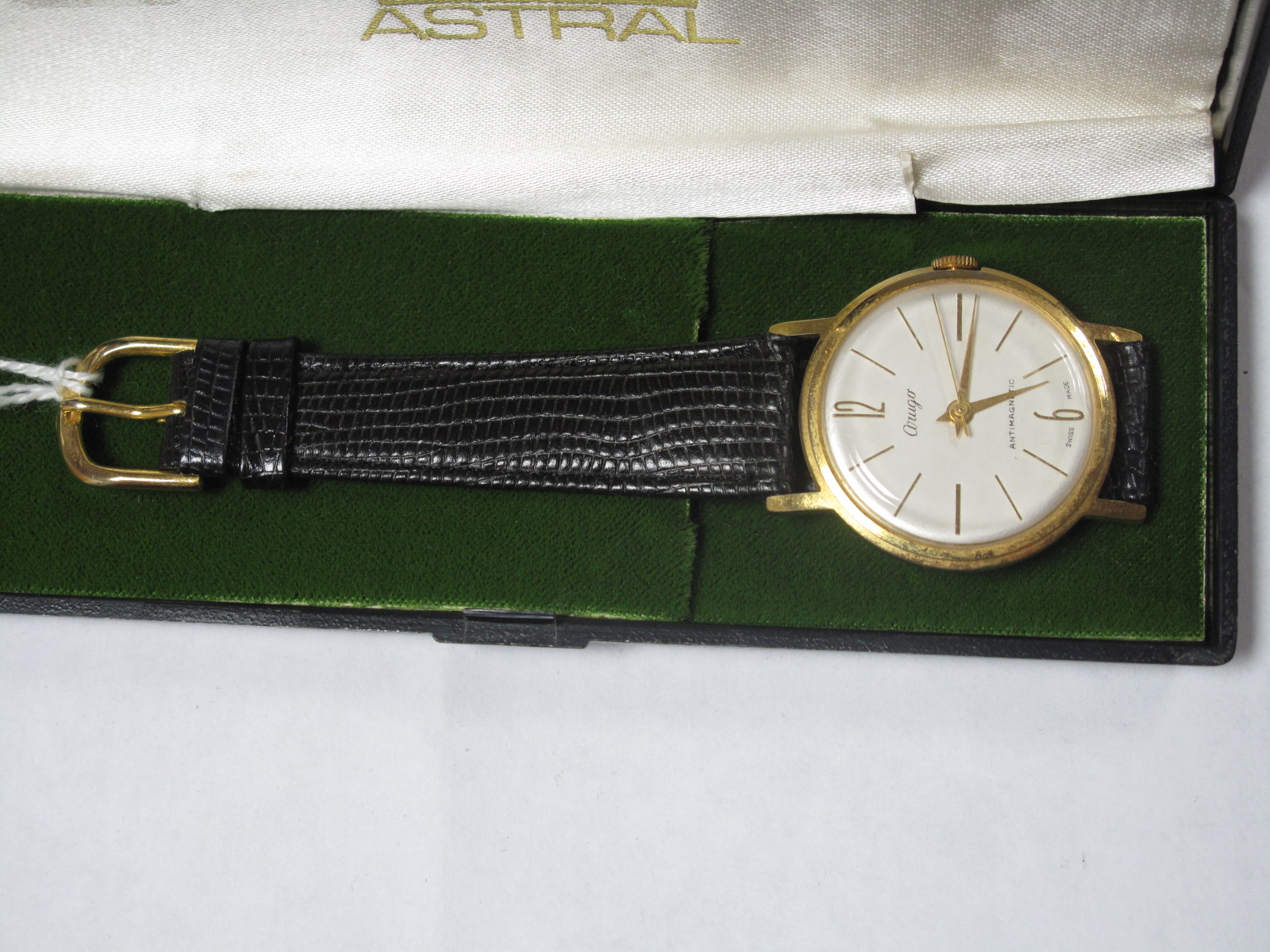 Arugo; A Vintage Gent's Wristwatch, the signed dial with Arabic numerals, line markers and centre