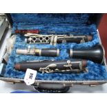 Selmer 'Console' Four Piece Ebonised Clarinet, with nickel mounts, approximately 68cm long, cased.