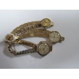 Accurist; A 9ct Gold Cased Ladies Wristwatch, the signed dial with line markers to integral panel