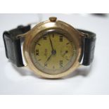 Avia: A 9ct Gold Cased Wristwatch, the signed dial with Roman numerals and line markers, with