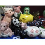 Ceramic Money Boxes - Border Fine Arts, Ringtons, Wade, Arthur Wood, Sylvac, etc. (13):- One Tray