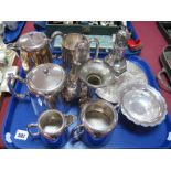 Assorted Plated Ware, including four piece hotel tea set, (initialled) sugar caster, mug, place