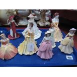 Eight Coalport Figurines, Angela, Debutantes Beth, Just For You and Gina, plus four others, plus