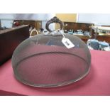 An Oval Mesh Meat Dome, with scroll loop handle, base 34.8cm wide.