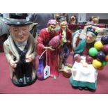 Royal Doulton, 'The Old Balloon Seller' HN1315, Winston Churchill toby jug, Woetman Ricard 'Pot