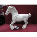 A Beswick Model of a Cantering Shire Horse, in white gloss with grey dapples, model no. 975.