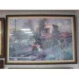 Terence Cuneo, Express Engine at Tyseley, colour print, five unframed prints/posters.