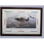 Print After Adrian Rigby 'London Guard' - Hurricane of 56 Squadron Over London, framed, graphite