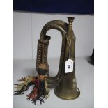 Mid XX Century Military Style Brass Bugle, with "The Welsh" cap badge mounted on horn and WD arrow