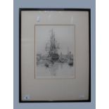 A Print of HMS Victory by Rowland Langmaid, pencil signed, frame measurement 41cm wide, 54cm high.