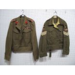 A Post War British Khaki Brigadiers Blouse, a British WWII Khaki Army Blouse to the rank of Sergeant