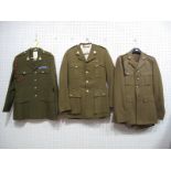 Three Mid XX Century and Later British Army No. 2 Khaki Uniforms, Tunics.