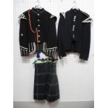 A Mid XX Century Military Scottish Kilt, two Scottish No. 1 Uniform Tunics, Scottish Regimental '