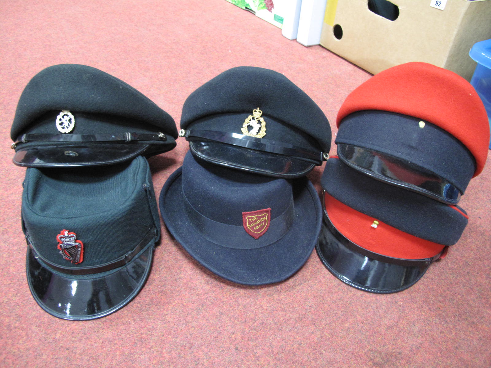 Five Late XX Century Female Military Caps and One Salvation Army Cap, R.E.M.E noted.