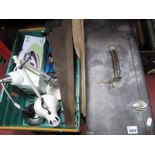 Singer Electric Sewing Machine; two Angle Poise lamps, iron, battery charger (untested - sold for