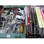 Plastic and Diecast Aircraft Models, military and railway themed literature:- Two Boxes