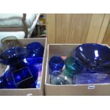 Coloured Glass Ware, to include Cello, Zwiesel, oval dish with ground pontil, turquoise jar and