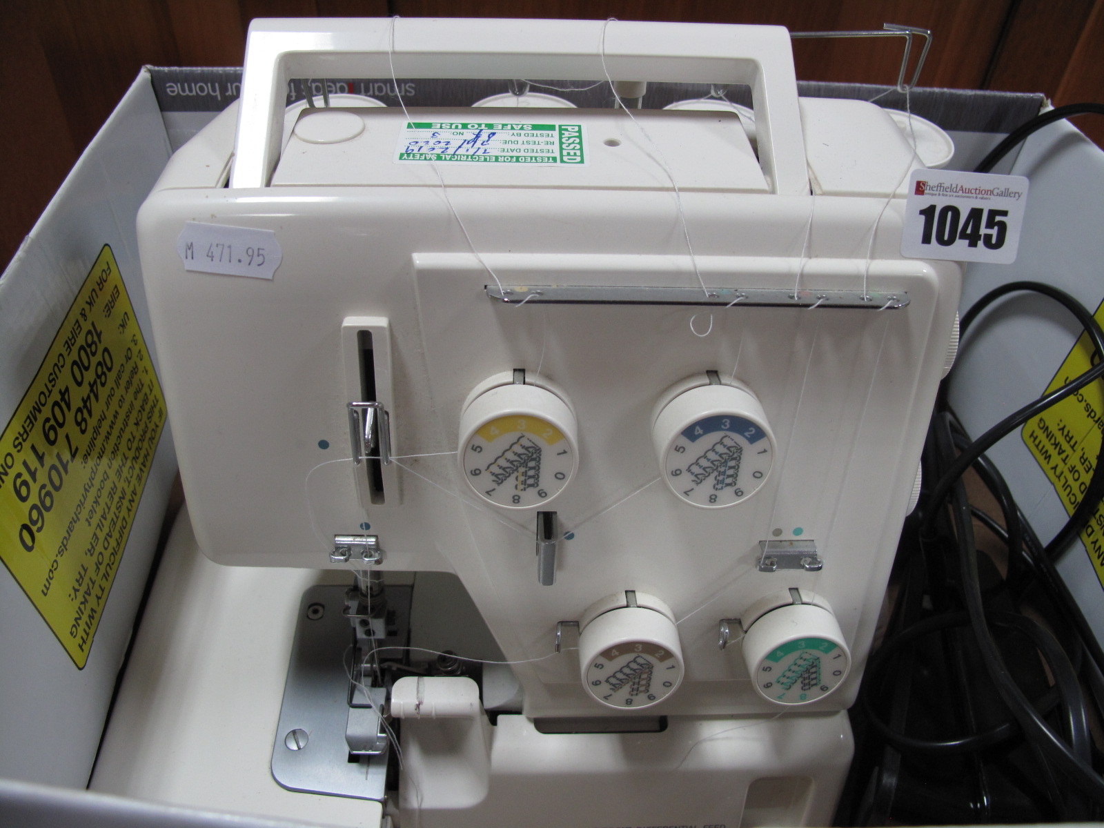 A Janome My Lock 134D Differential Feed Electric Sewing Machine.