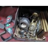 A.M.& Co Five Pint Plated Tea Urn, brass ware, other metal wares, pictures:- One Box plus mirror and