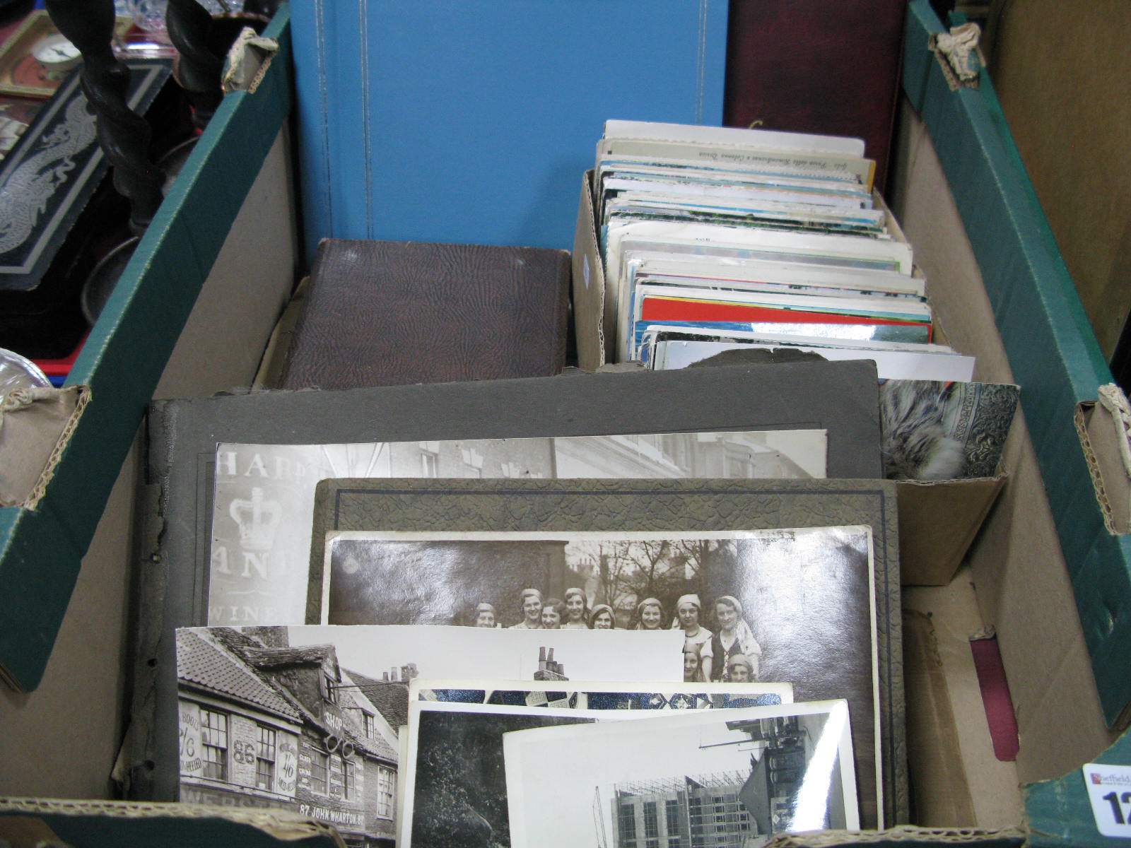 Two Albums of Mid XX Century Postcards and Greetings Cards, plus loose and albums of photographs:-