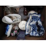 Cheese Dishes, salt cellar, teapot, other ceramics, glassware:- One Box