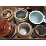 Stoneware Storage Jars,casserole, dish, chemists labels, etc:- One Box