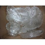 Pressed Glass Jugs, pressed glass, hors d'oeuvre dish, jelly mould, etc:- One Box